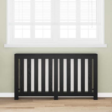 vidaXL Radiator Cover Zwart Eiken 149 x 20 x 82 cm Bewerkt, Verzenden