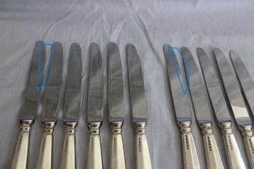 Tafelmessenset (11) - .999 zilver - dessertmessen haags lof, Antiek en Kunst