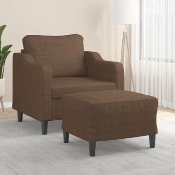 vidaXL Fauteuil met voetenbank / zetel 60 cm stof bruin, Verzenden, Nieuw
