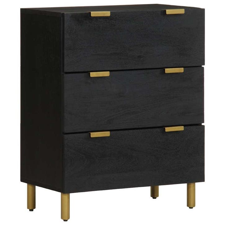 vidaXL Dressoir 60x33x75 cm bewerkt hout zwart, Huis en Inrichting, Kasten | Overige, Nieuw, Verzenden