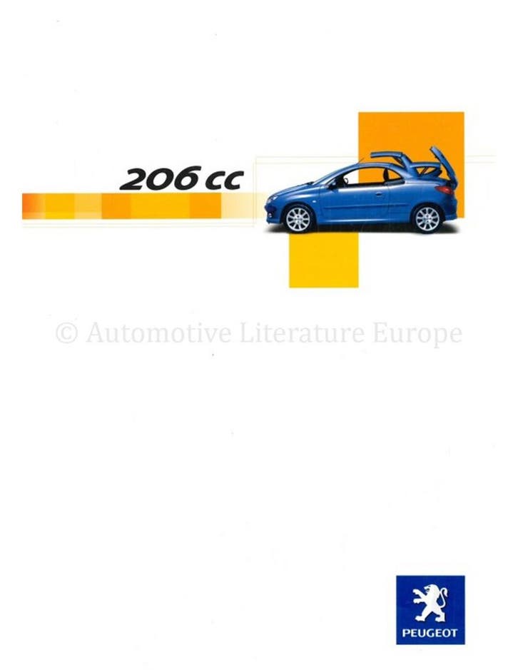 2004 PEUGEOT 206 CC BROCHURE NEDERLANDS, Livres, Autos | Brochures & Magazines