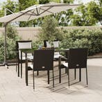 vidaXL 5-delige Tuinset met kussens poly rattan zwart, Verzenden, Tuinset