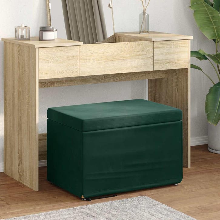 vidaXL Kruk Donkergroen 61 x 41 x 40 cm Velvet en, Huis en Inrichting, Barkrukken, Nieuw, Verzenden