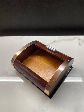 Boîte à tabac - Bois, Cuivre, Métal - Boîte en acajou