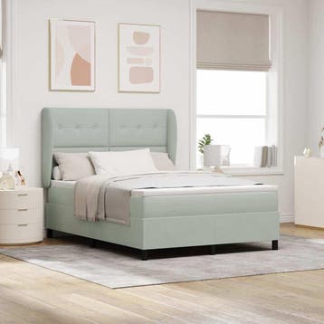 vidaXL Boxspring bed met hoofdeinde Lichtgrijs 200 x 140 cm, Verzenden, Nieuw