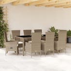 vidaXL 9-delige Tuinset met kussens poly rattan beige, Verzenden, Nieuw, Tuinset