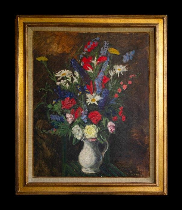Taf Wallet (1902-2001) - Fleurs au vase, Antiek en Kunst, Kunst | Schilderijen | Klassiek