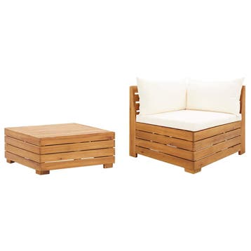 vidaXL 2-delige Loungeset met kussens massief acaciahout, Verzenden, Nieuw