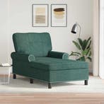 vidaXL Chaise Lounge met kussen Donkergroen 91 x 157 x 91 cm, Verzenden, Nieuw
