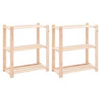 vidaXL Opbergrekken 3-laags 2 st 80x38x90 cm massief, Verzenden, Nieuw