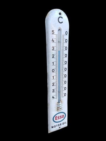 Esso - Oude geëmailleerde thermometer - Emaille plaat -, Antiek en Kunst