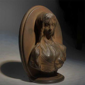 Beeld, Veiled girl - 13 cm - Steen