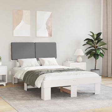 vidaXL Bedframe met Gevoerde Hoofdbord Lichtgrijs 120 x 200, Verzenden