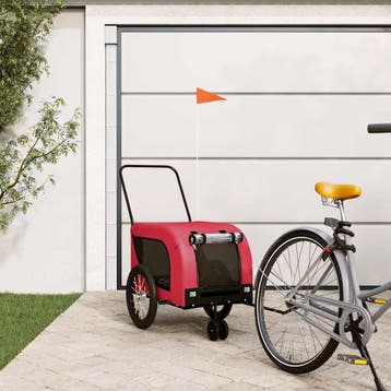 vidaXL Hondenfietstrailer oxford stof en ijzer rood en zwart, Verzenden, Nieuw