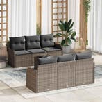 vidaXL Tuinbank Set met kussen 7 pcs Grijs Poly Riet en, Verzenden, Nieuw