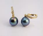 Oorbellen - 14 karaat Geel goud - 0.09ct. tw. - 9×10 mm