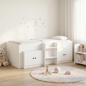 vidaXL Loft Bed Frame met Kast met opslag 3 st Wit Bewerkt, Huis en Inrichting, Verzenden, Nieuw