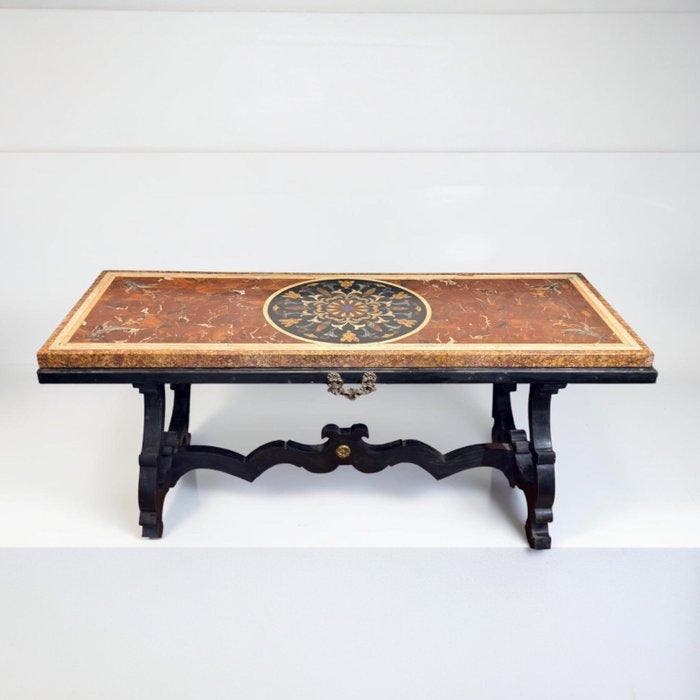 Tafel - Zeldzame veelkleurige marmeren - Inlegtafel, Antiek en Kunst, Antiek | Meubels | Stoelen en Sofa's