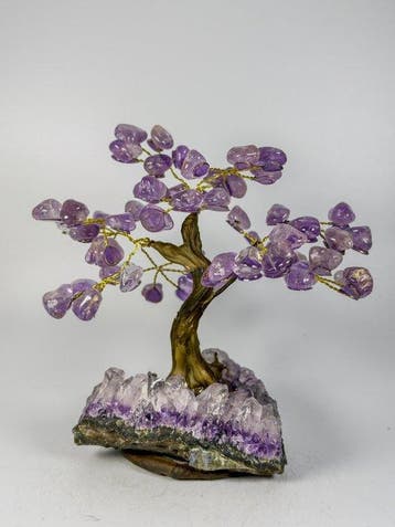 AA+ quality amethyst tree on stand Kristal - Hoogte: 16 cm -