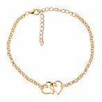 Fako Bijoux - Enkelbandje - Dubbel Hart - Goudkleurig, Handtassen en Accessoires, Enkelbandjes en Enkelkettinkjes, Verzenden, Nieuw