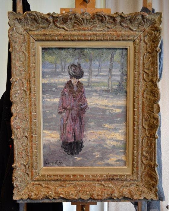 Chris van Dijk (1952) Impressionist - Un journée clair dans, Antiek en Kunst, Kunst | Schilderijen | Klassiek