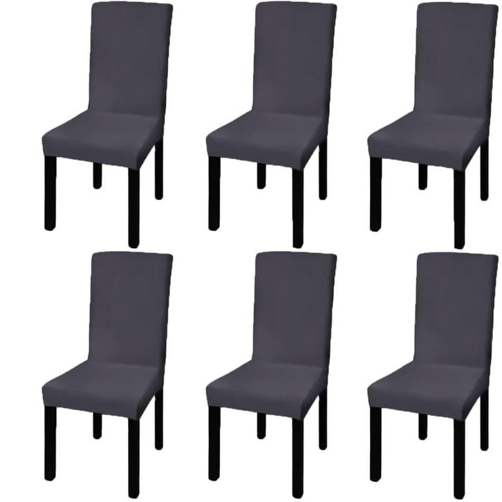 vidaXL Stoelhoezen 6 st stretch recht antracietkleurig, Tuin en Terras, Tuinmeubel-accessoires, Nieuw, Verzenden