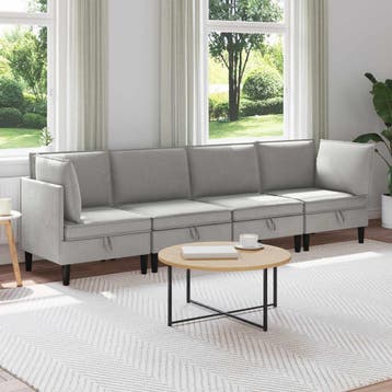 vidaXL Woonkamer Meubelset 4 st Lichtgrijs Stof, Huis en Inrichting, Verzenden, Nieuw