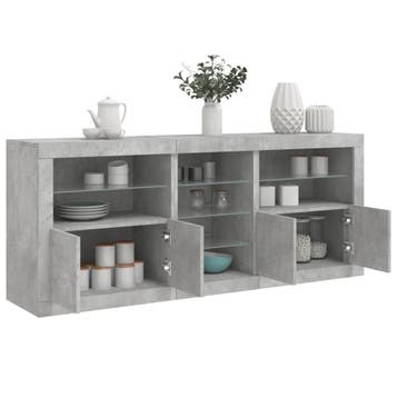 vidaXL Dressoir met LED-verlichting 162x37x67 cm betongrijs, Verzenden