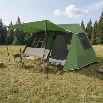 vidaXL Tunneltent Groen 400 x 278 x 182 cm, Caravans en Kamperen, Verzenden, Nieuw