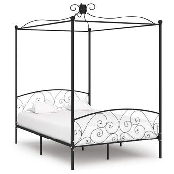 vidaXL Hemelbedframe metaal zwart 140x200 cm, Verzenden, Nieuw