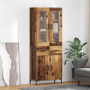 vidaXL Highboard 2 st Oudhout 69,5 x 34 x 180 cm Bewerkt, Huis en Inrichting, Verzenden, Nieuw