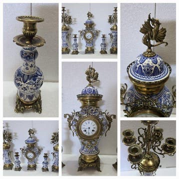 Pendule (5) - - Verguld messing, Verguld brons - 1850-1900