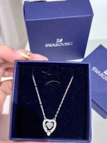 Swarovski - Beeldje - Swarovski heart pendant necklace -, Antiek en Kunst