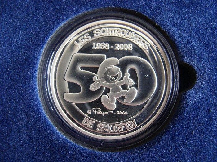 België. 5 Euro 2008 Smurfen Proof (Zonder minimumprijs), Timbres & Monnaies, Monnaies | Europe | Monnaies non-euro