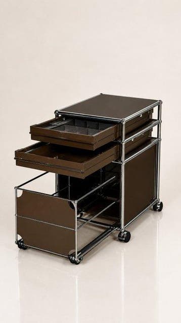 USM Haller - Schrijftafel - Chroom - USM-rolkast