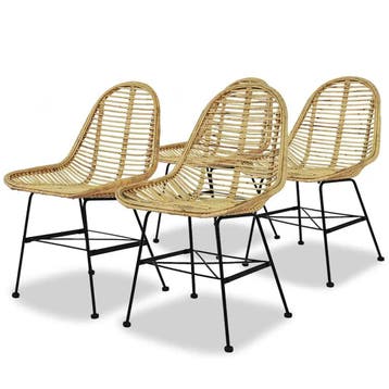 vidaXL Eetkamerstoelen 4 st natuurlijk rattan, Huis en Inrichting, Verzenden, Nieuw