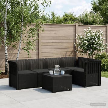 vidaXL 5-Zits Tuinbank met Kussens Rattanlook PP Antraciet, Verzenden, Nieuw