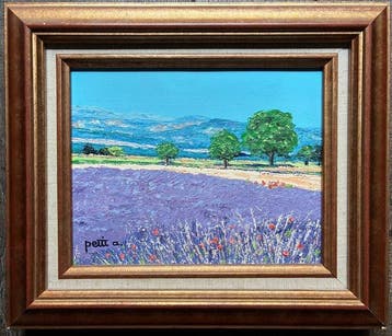 Annie Petit - Champ de lavandes aux coquelicots