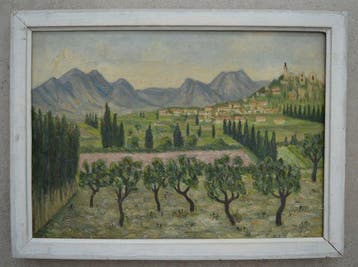 École française (XX) - 2 tableaux - Paysage de Provence et
