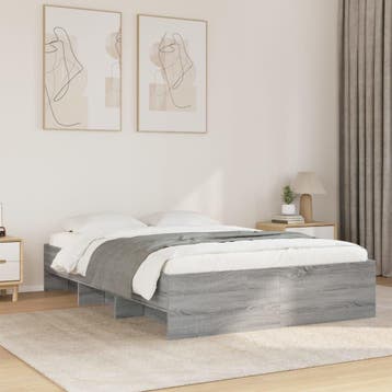 vidaXL Bedframe bewerkt hout grijs sonoma eikenkleurig, Verzenden, Nieuw