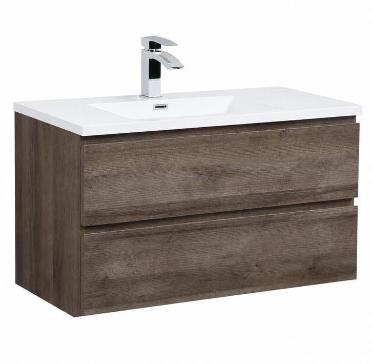 Badkamermeubel Set Angela 100cm Bruin Eiken Badmeubel, Huis en Inrichting, Badkamer | Badkamermeubels, Nieuw, Verzenden