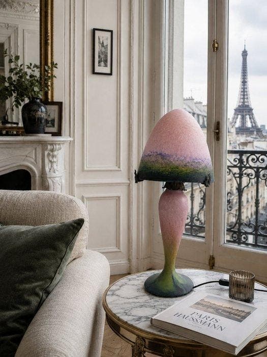 Art Deco Lamp - Le Verre Français – Large Mushroom Globe –, Antiquités & Art, Art | Objets design