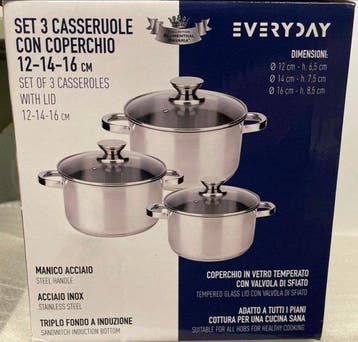 EVERYDAY - Kookpottenset (6) - Staal, Glas