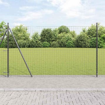 vidaXL Hekpaal met betonnen voet 7 st Grijs Gepoedercoat, Tuin en Terras, Verzenden, Nieuw