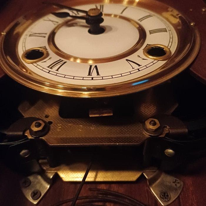 Regulateur wandklok - - Mahonie - 1950-1960, Antiek en Kunst, Antiek | Klokken