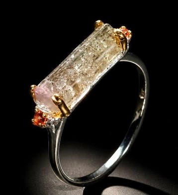 925 zilver - turmalijn - rhodoliet - Ring