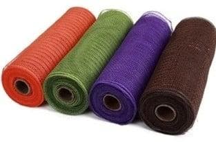 Decomesh metallic set oranje groen paars bruin 26 cm rol 9, Nieuw