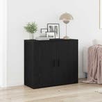 vidaXL Dressoir Zwart Eiken 80 x 33 x 70 cm Bewerkt hout, Huis en Inrichting, Verzenden, Nieuw