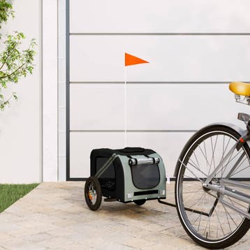 vidaXL Hondenfietstrailer oxford stof en ijzer grijs en, Verzenden