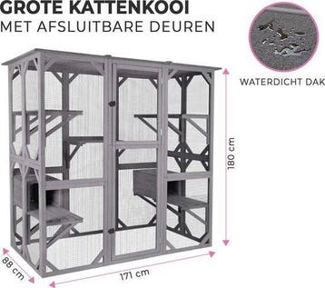 MaxxPet Kattenkooi -kattenvolière - kattenren 166x90x180cm, Ophalen of Verzenden, Nieuw